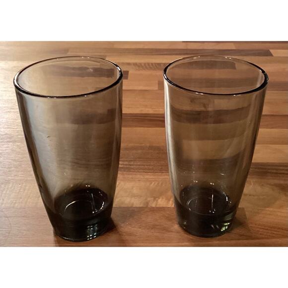 Set of 2 Vintage Libbey Classic Smoke 18 oz Glasses MCM Tumbler Drinkware - Picture 3 of 11